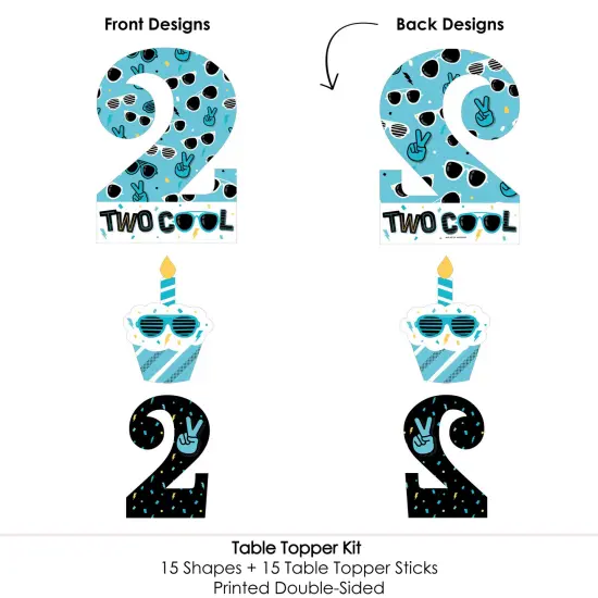 Big Dot of Happiness Two Cool - Boy - Blue 2nd Birthday Party Centerpiece Sticks - Table Toppers - Set of 15 {7}