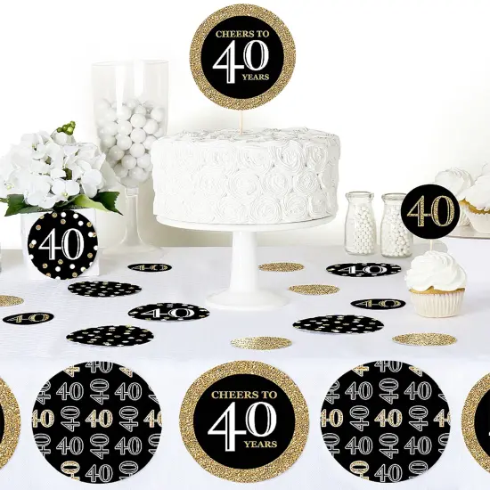 Big Dot of Happiness Adult 40th Birthday - Gold - Birthday Party Giant Circle Confetti - Party Decorations - Large Confetti 27 Count {6}