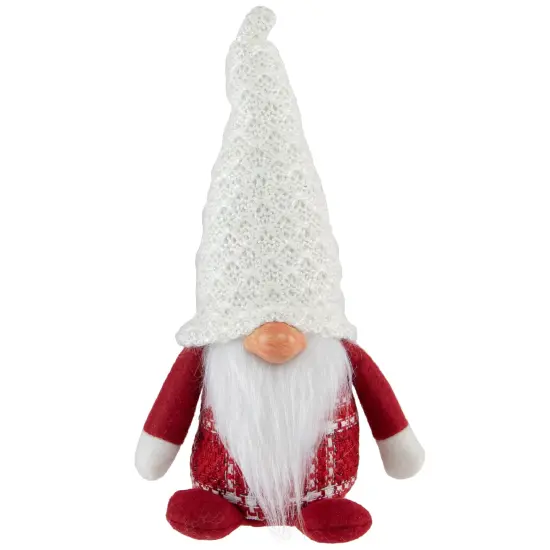 Northlight Plaid Boy Gnome Christmas Figurine - 9.5" - Red and White {1}