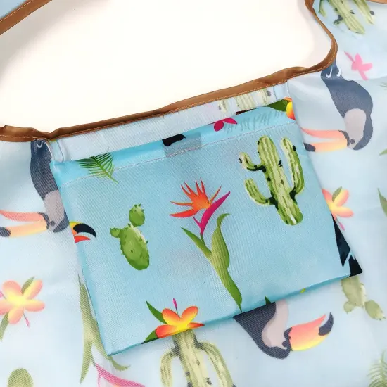 Wrapables Foldable Tote Nylon Reusable Grocery Bag (Set of 2) Toucan & Cacti {5}
