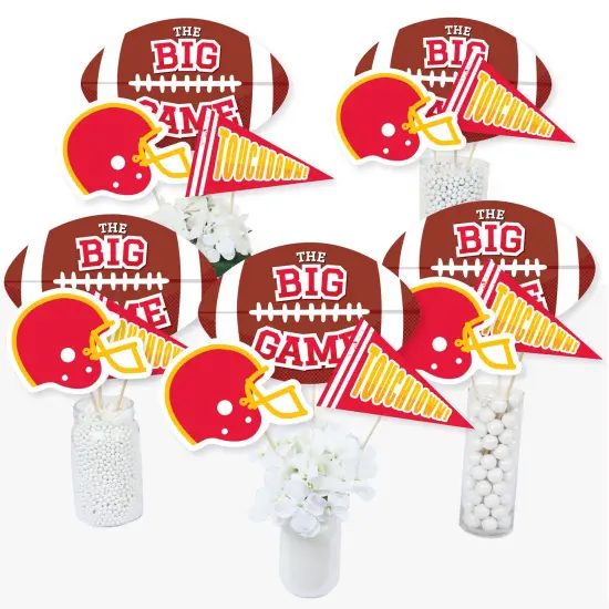 Big Dot of Happiness The Big Game - Red and Yellow - Football Party Centerpiece Sticks - Table Toppers - Set of 15 {1}