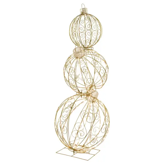 Northlight Open Design Stacked Christmas Ornaments Outdoor Decoration - 51" - Gold - Warm White {7}