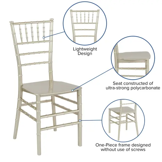 Emma and Oliver Resin Stacking Dining Chiavari Chair Champagne {2}