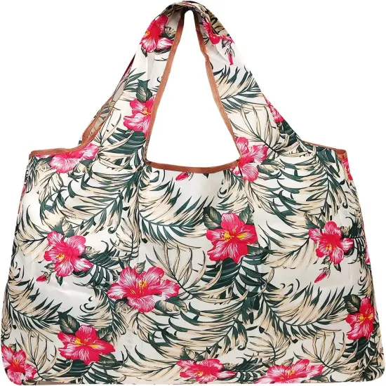 Wrapables Large Foldable Tote Nylon Reusable Grocery Bag, 3 Pack Exotic Bouquet {2}