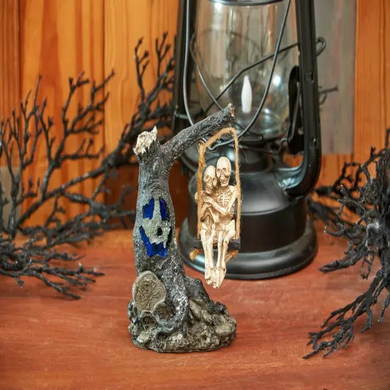 Glowing Eyes Halloween Tree & Skeleton Couple Swing Light-Up Led Figurine {5}