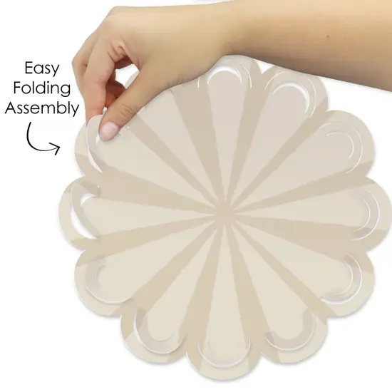 Big Dot of Happiness Tan Stripes - Simple Party Round Table Decorations - Paper Chargers - Place Setting For 12 {6}