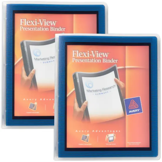 Avery Flexi-View 3 Ring Binder, 1/2 Inch Round Rings, 2 Navy Blue Binders (01671) {1}