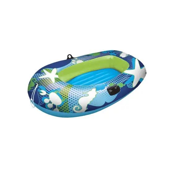 Swim Central 59" Blue and Lime Green Inflatable Aqua Fun Swimming Pool Deep Sea Water Sport Boat Float {3}