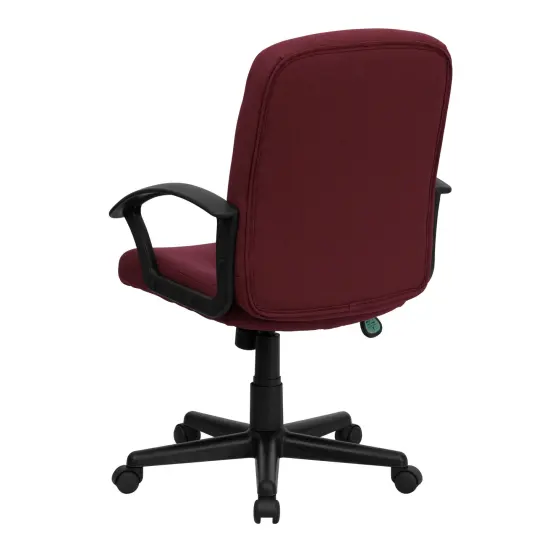 Emma and Oliver Mid-Back Fabric Executive Swivel Office Chair with Nylon Arms Burgundy {4}