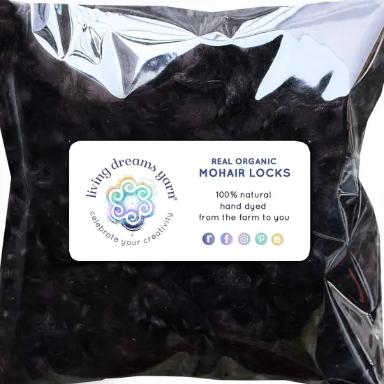 BLACK MOHAIR LOCKS. Organic Hand-Dyed Curly Wool for Rooting Doll Hair, Felting, Blending, Spinning. 1oz {1}