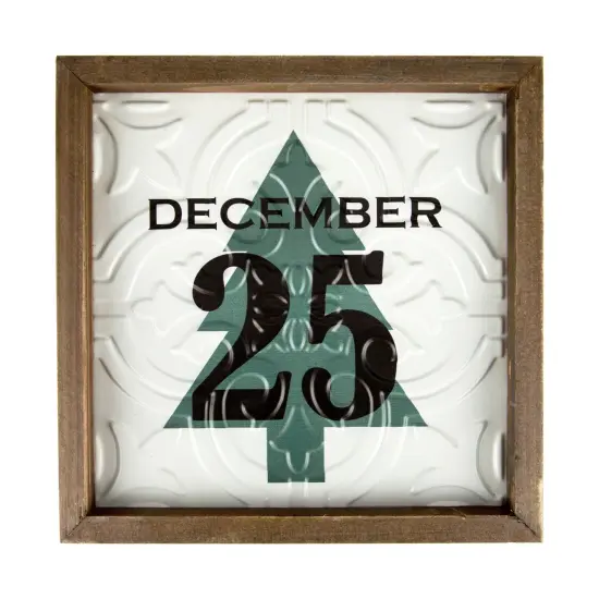 Northlight 9.75" Framed December 25 Christmas Wall Sign Green {1}