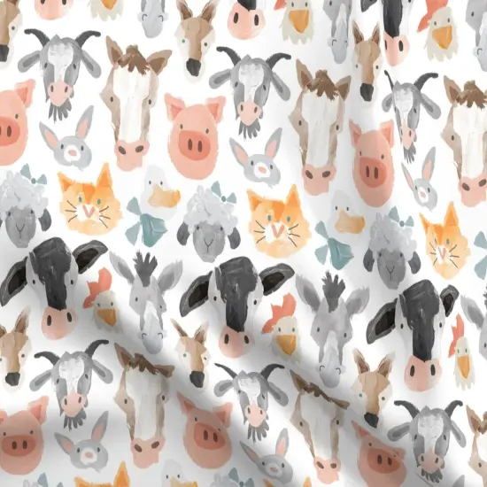 Various Fabrics by the Yard or Fat Quarter Farm Animals Cute Barnyard Watercolor Whimsical Custom Printed Fabric by Spoonflower {5}