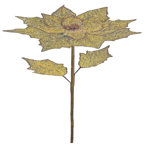 Select Artificials Glittered Poinsettia Artificial Christmas Floral Stem Spray - Brown - 28" {1}