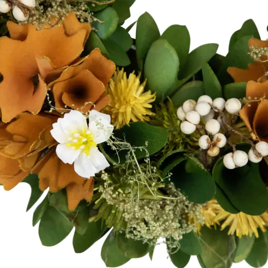 Northlight Mixed Floral Artificial Spring Wreath - 11" - Orange {7}