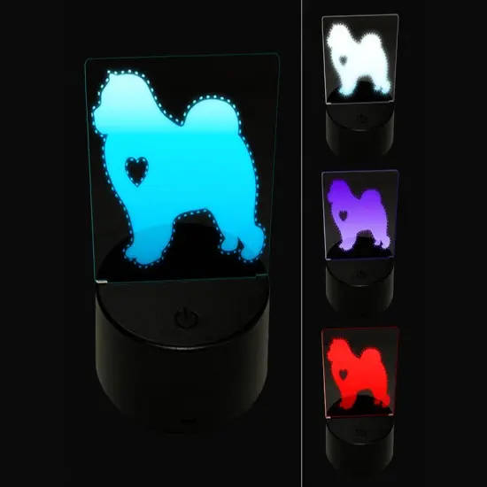 Chow Chow Dog with Heart 3D Illusion LED Night Light Sign Nightstand Desk Lamp {1}