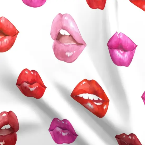Various Fabrics by the Yard or Fat Quarter Red And Pink Lips Hot Pink Kitsch Kisses Valentines Day Lipstick Smooch Red Lips Xoxo Custom Printed Fabric by Spoonflower {5}