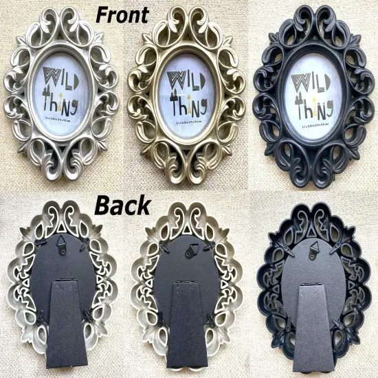 Azi 3 Small Vintage Style Baroque Ornate Oval Picture Frame 6.5&rdquo; x 5.75&rdquo; Picture Frames Fit Picture 3.25 by 2.75 in Gold, Black & Silver for Wall and Tabletop Display {3}
