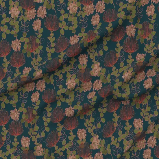 Various Fabrics by the Yard or Fat Quarter Dark Botanical Hawaii Hawaiian Floral Flowers Red Teal Moody Tropical Custom Printed Fabric by Spoonflower {6}