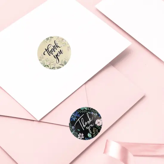 Wrapables 1.5" / 2" Thank You Stickers Roll, Sealing Stickers and Labels for Boxes, Envelopes, Bags, Small Businesses, Weddings, Parties (500pcs) Sunflower {9}