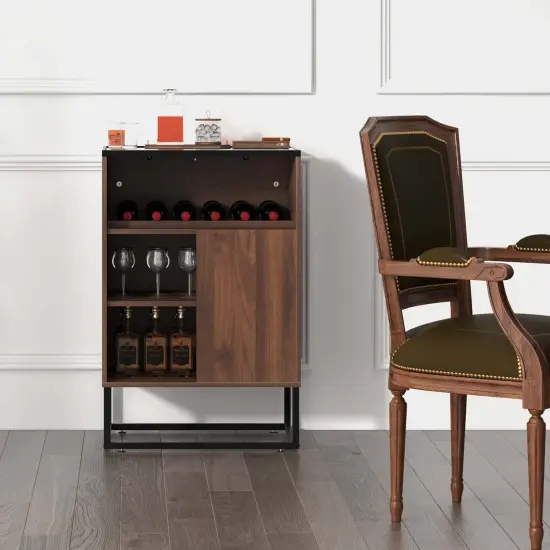 Costway Wine Storage Cabinet Buffet Sideboard with Adjustable Shelf & Sliding Door Kitchen {3}