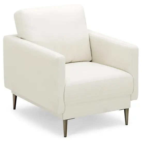 Costway Modern Upholstered Accent Chair Single Sofa Armchair Living Room Funiture White\Grey {9}