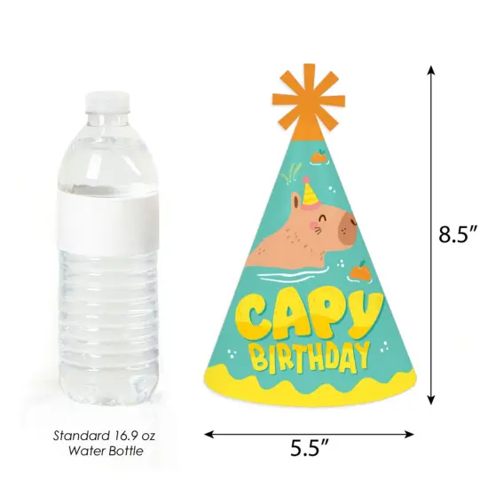 Big Dot of Happiness Capy Birthday - Cone Happy Birthday Capybara Party Hats for Kids and Adults - Set of 8 (Standard Size) {4}