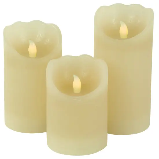 Northlight LED Operated Flameless Pillar Candles - 6" - Cream - Set of 3 Beige {1}