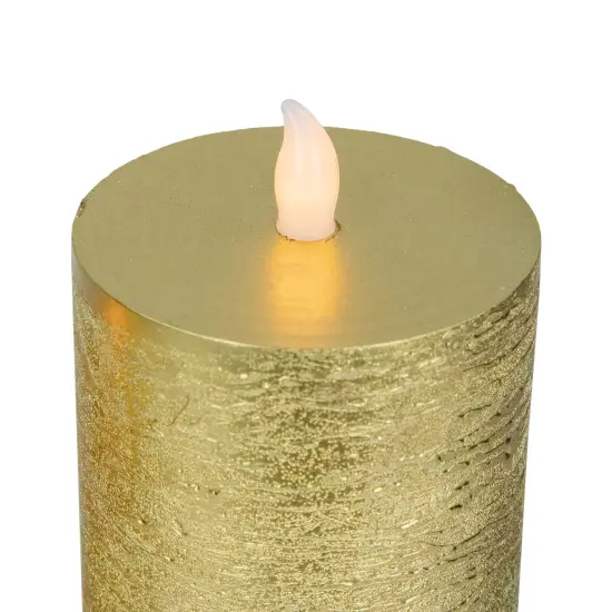 Northlight LED Flickering Flameless Pillar Christmas Candles - 8.75" - Gold - Set of 3 {7}