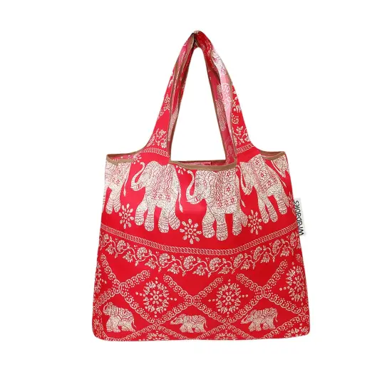 Wrapables Foldable Tote Nylon Reusable Grocery Bag (Set of 2) Regal Elephants {2}