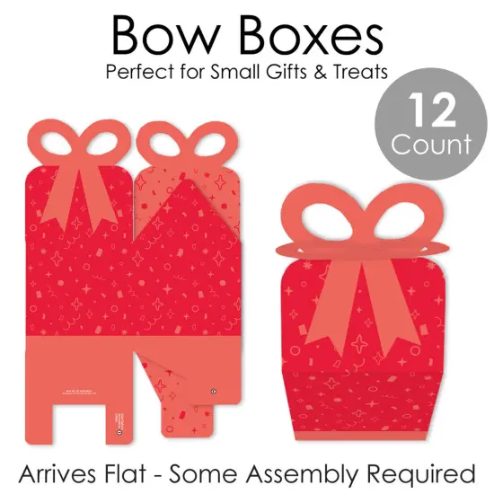 Big Dot of Happiness Red Confetti Stars - Square Favor Gift Boxes - Simple Party Bow Boxes - Set of 12 {7}