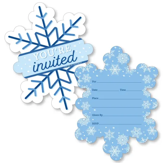 Big Dot of Happiness Blue Snowflakes - Shaped Fill-In Invitations - Winter Holiday Party Invitation Cards with Envelopes - Set of 12 {1}