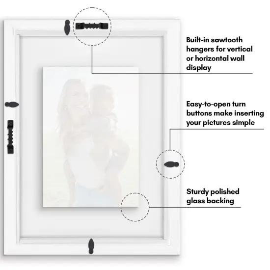 Americanflat Floating Picture Frame for Wall Art - Photo Frame with Floating Effect for Photos, Wall Art, and Pressed Flowers - Polished Glass Cover - Hanging Hardware {5}
