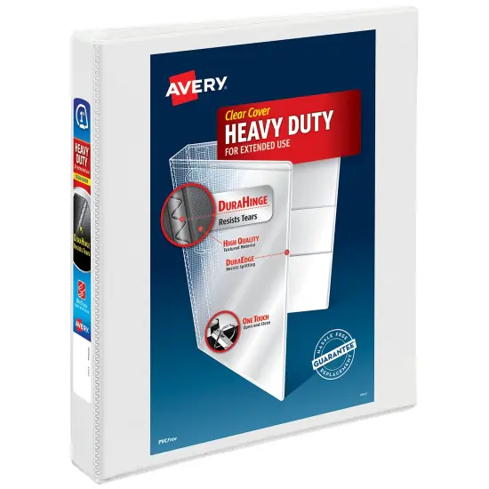 Avery Nonstick Heavy-Duty View 3 Ring Binder, 1" One Touch Slant Rings, 1 White Binder (05304) {1}