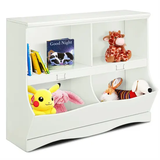 Costway Kids Storage Unit Bookshelf Bookcase Toy Organizer Bookshelf Bookcase {1}
