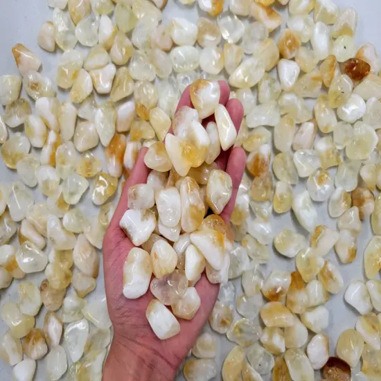 Small Tumbled Citrine Crystals - 1/2 inch to 1 inch - Bulk Tumbled Stones {5}