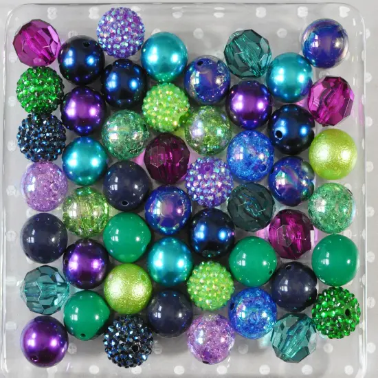 20mm Pretty Peacock acrylic bubblegum bead mix {2}
