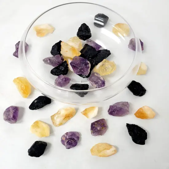 Citrine, Amethyst, Tourmaline - Healing Crystal Trio Set {3}