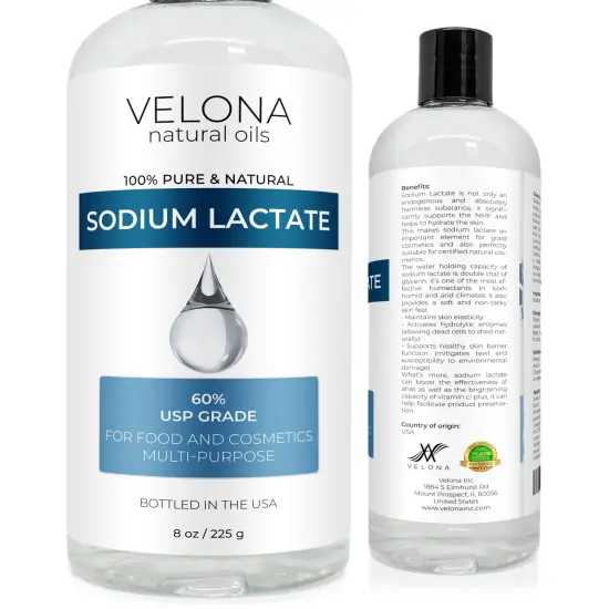 Velona Sodium Lactate 60% - 8 oz | USP Grade Natural Preservative | For Soap Making & Lotions | Harder Bar of Soap, pH Regulator, Glycerin substitute, Provides and Keep Moisture {1}