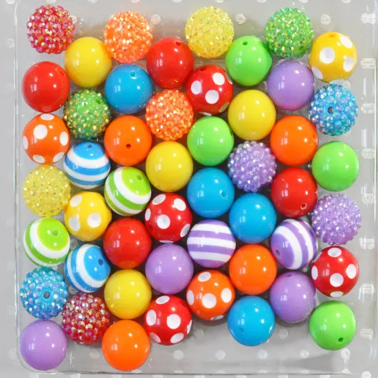 20mm Rainbow Bright acrylic bubblegum bead mix {2}