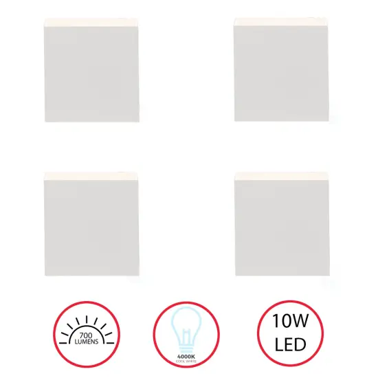 Modern Wall Sconce LED Waterproof Wall Lamp Aluminum with Adjustable Beam 10-Watt 4000K Cool White Indoor Outdoor for Bathroom Bedroom Corridor Living Room Stairs and Garden White Set of 4 {1}