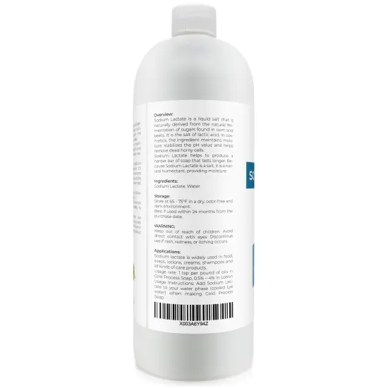 Velona Sodium Lactate 60% - 32 oz | USP Grade Natural Preservative | For Soap Making & Lotions | Harder Bar of Soap, pH Regulator, Glycerin substitute, Provides and Keep Moisture {4}
