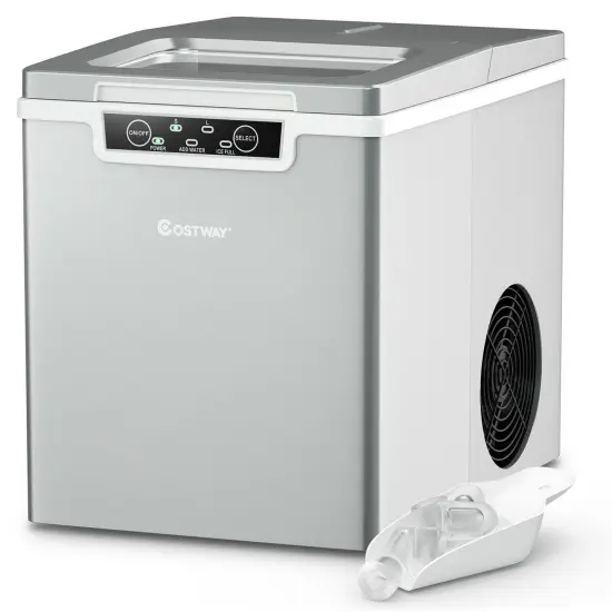 Costway Ice Maker Machine Countertop 26Lbs/24H Portable W/Scoop & Basket Silver {1}