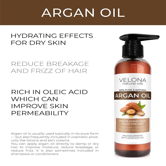 velona Argan Oil - 8 oz | Morocco Oil | Stimulate Hair Growth, Skin, Body and Face Care | Nails Protector | Unrefined, Cold Pressed | Cap Kit&hellip; {2}