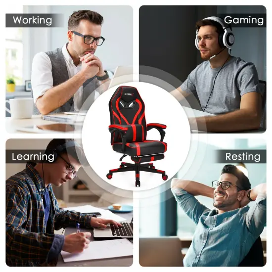 Costway Massage Gaming Chair Racing Recliner Computer Desk Chair w/Footrest {5}