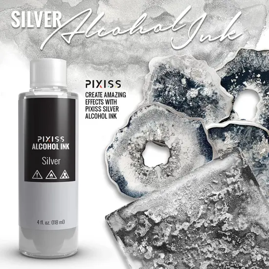 Pixiss Metallic Silver Alcohol Ink for Resin 4oz {2}