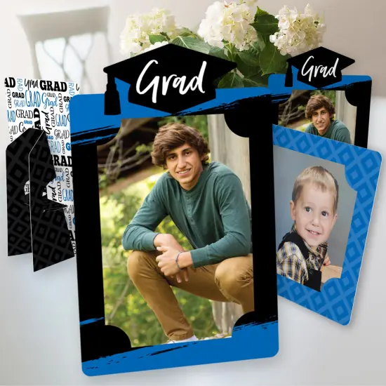 Big Dot of Happiness Blue Graduation Party Centerpieces - 4x6 Picture Display - Paper Photo Frames - Set of 12 {1}