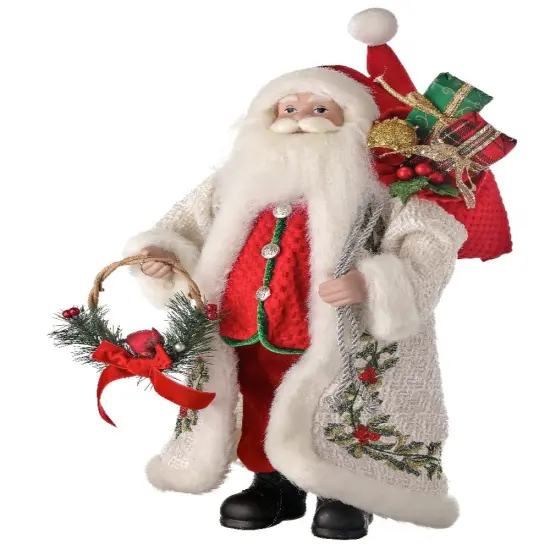 18" Fabric/Resin Cardinal Court Santa: Elegant Christmas Decoration for Festive Cheer {1}