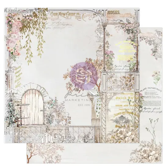 Prima Marketing The Plant Department Collection 12x12 Sheet - Secret Garden Door - 1 sheet 12"x12" w/ foil details / paper for Scrapbooking, Journaling Supplies, Planners, Kid DIY Art Crafts, Bullet Journal (10 SHEETS) {1}