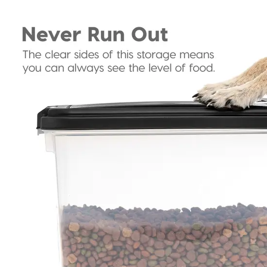 IRIS USA 30lbs+11lbs Airtight Pet Food Storage Container Combo with Scoop and Casters, up to 41lbs Black {4}