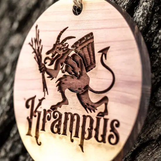 Krampus - Raw Cedar Ornament 3x3in {3}
